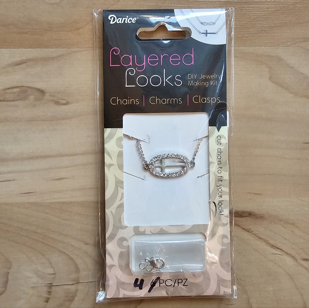 Darice Craft Jewelry Making Kit Chain Charm Clasp Cross